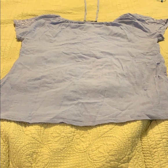 Boho gray blue peasant top with drawstring neck - Picture 5 of 5